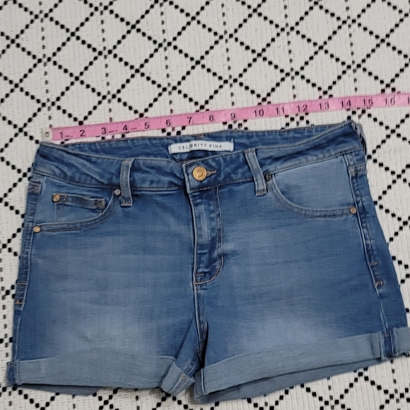 Celebrity Pink Medium Wash Cuffed Denim Shorts - Picture 4 of 7